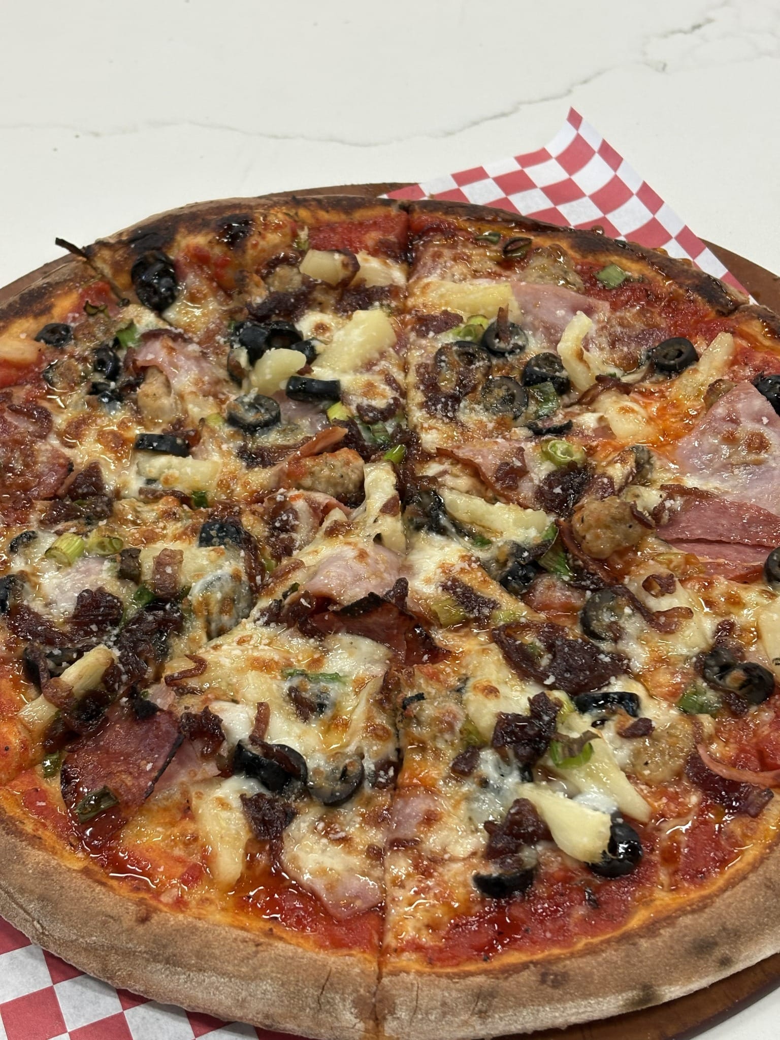 Julies Special wood-fired pizza at Margherita Pizza